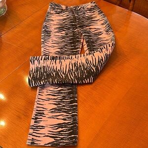 Ganni Pink and Black Animal Print Pants
